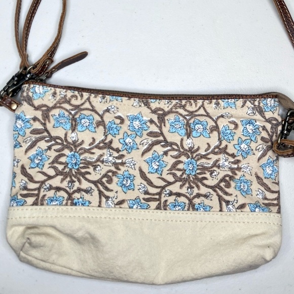 Myra Bag Floral Boho 100% Cotton Leather Trim Small Crossbody Bag - Picture 9 of 13
